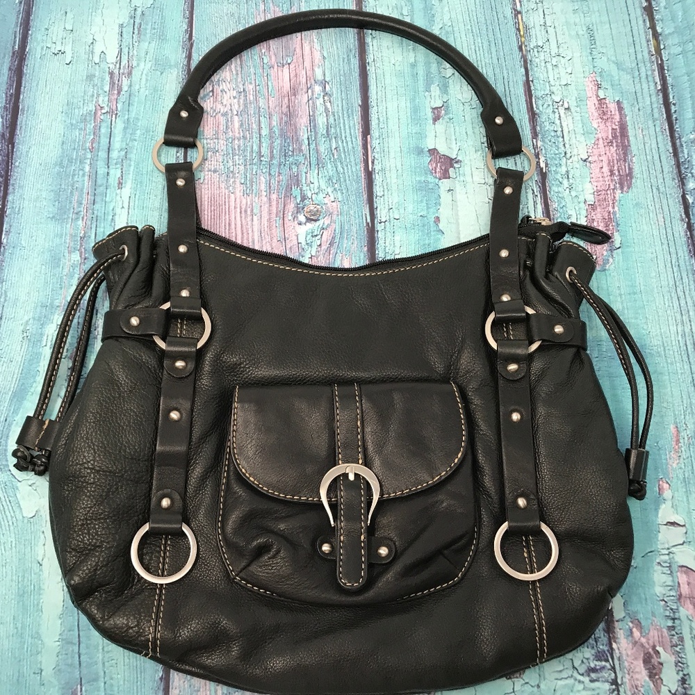 MICHAEL ROME Designs Genuine BLACK LEATHER Bag
